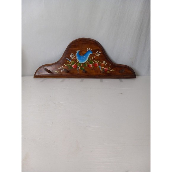 20" Long Hand Made and Painted Key Hook Rack Floral, Bird on it! Cottage Farm - Picture 1 of 4